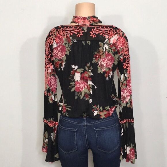 Free People linen blend floral top New - Picture 8 of 14